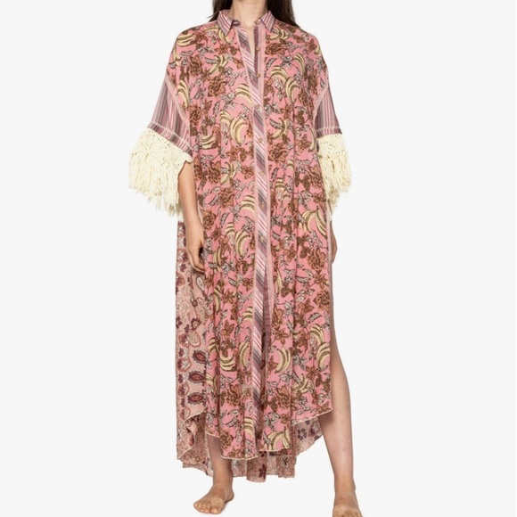 Free People Watching Waves Maxi Shirt Kimono Swim Coverup XS - Picture 3 of 6